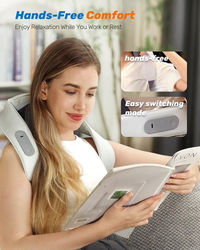 Cordless Electric Neck Massagers with Heat, Adjustable Distance Shiatsu Massage, 3D Deep Tissue Kneading, Rechargeable and Multiple Models for Pain Relief, Ideal Gift for Men, Women, and Parents