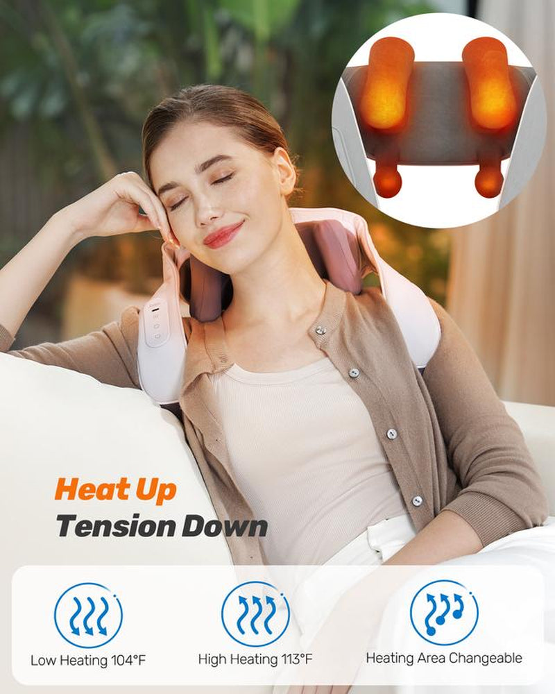 Cordless Electric Neck Massagers with Heat, Adjustable Distance Shiatsu Massage, 3D Deep Tissue Kneading, Rechargeable and Multiple Models for Pain Relief, Ideal Gift for Men, Women, and Parents