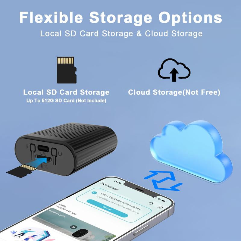 Mini WIFI Surveillance Camera (Strong Magnet): 2K HD, Night Vision, 2H Battery/Usb Power, 32G Card, Ios/Android APP